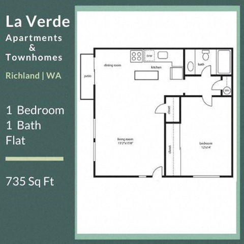 La Verde Apartments One Bedroom One Bathroom Floor Plan